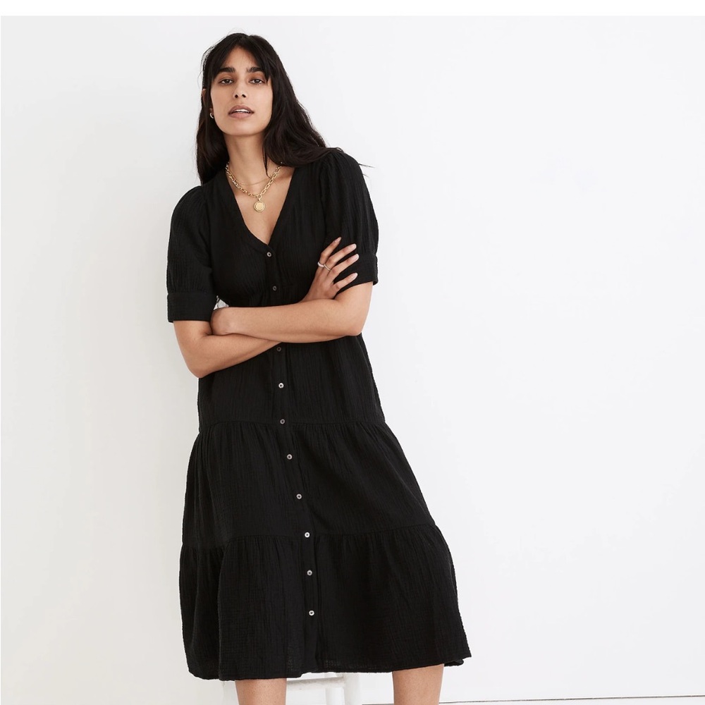 Lightspun Button-Front Tiered Midi Dress 16
